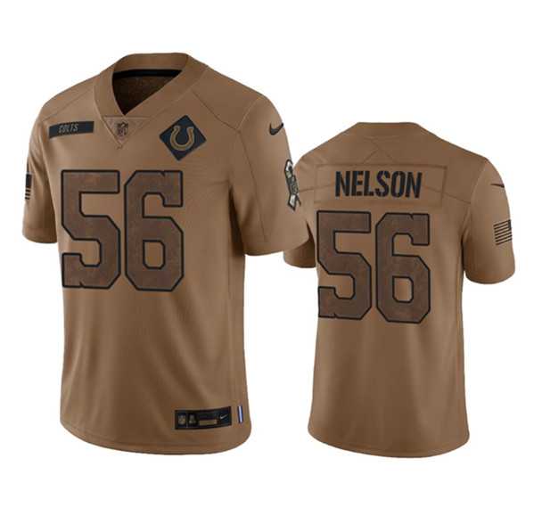 Mens Indianapolis Colts #56 Quenton Nelson 2023 Brown Salute To Sertvice Limited Football Stitched Jersey Dyin->indianapolis colts->NFL Jersey